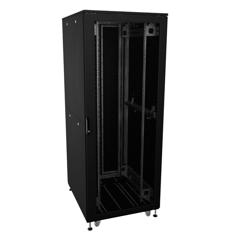 шкаф напольный разобранный 19дюйм it-cqe-n 47u 800х1000мм крыша с вырубкой дверь перф. и двойная перф. двойные боковые панели черн. ral9005 dkc r5itn47810fp1p2sb от BTSprom.by