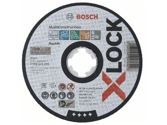 круг отрезной 125х1.6x22.2 мм универс. x-lock multi material bosch (прямой, подходит для всех типов ушм) 2608619270 от BTSprom.by