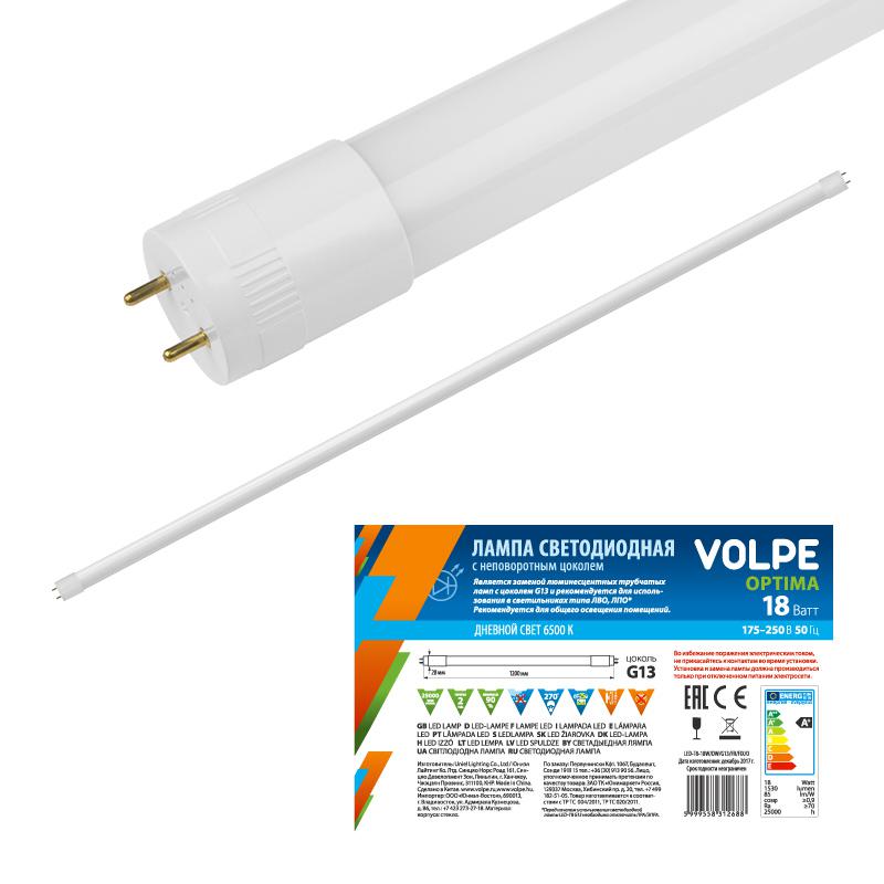 лампа светодиодная optima led-t8-24w/dw/g13/fr/fix/o 24вт матовая 6500к холод. бел. g13 неповорот. (упак. рукав) volpe ul-00003087 от BTSprom.by