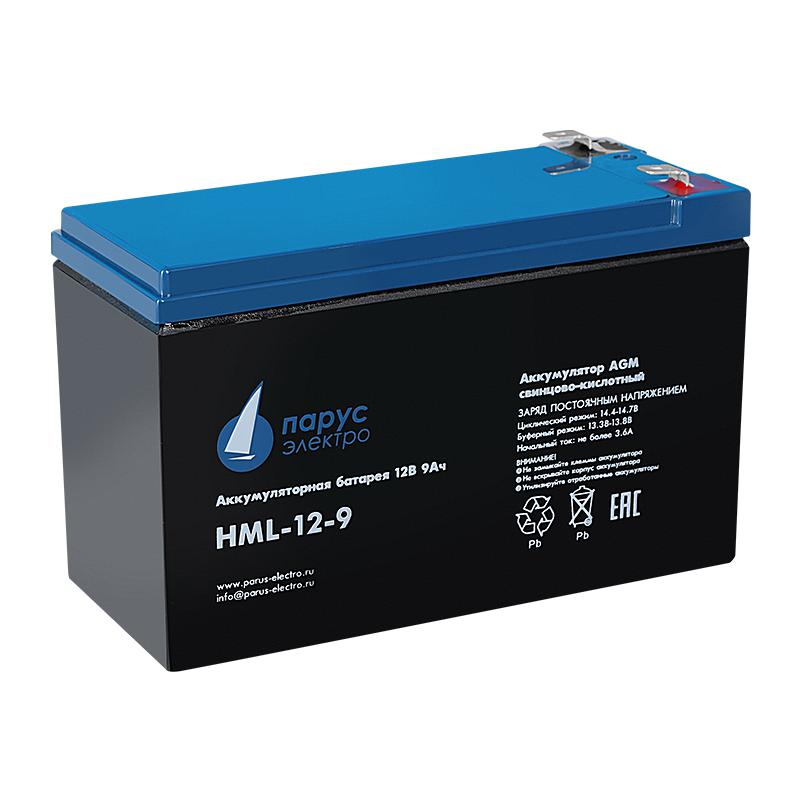 батарея аккумуляторная hml-12-9 свинцово-кислотная 12в/9а.ч парусэлектро hml-12-9 от BTSprom.by