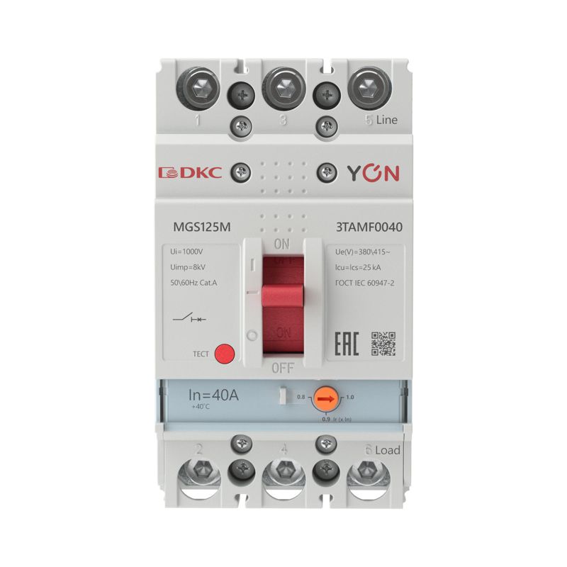  Выключатель автоматический MGS125 3P 32-40A 25kA YON MGS125M-3TAMF0040 фото в каталоге от BTSprom.by