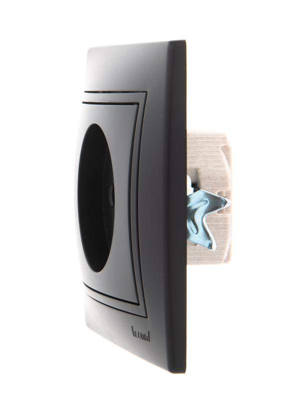  Розетка 1-м СП Mira 16А IP20 без заземл. со вставкой керамика черн. бархат LEZARD 701-4242-121 фото в каталоге от BTSprom.by