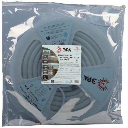  Лента светодиодная LS2835-9.6-120-24-6500K-IP68-5м 24В термостойкая для бани холод. бел. в комплекте: 2 заглушки; 10 крепежей (уп.5м) Эра Б0062329 фото в каталоге от BTSprom.by
