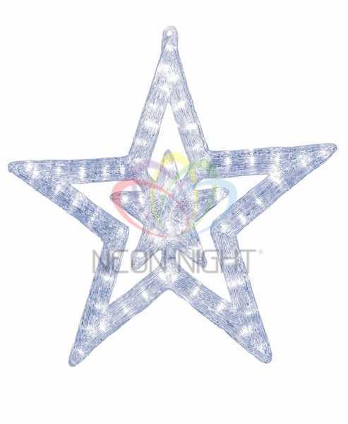 акриловая светодиодная фигура "звезда" 62 см, 62х59х2,5см, 63 светодиода, ip44 понижающий трансформатор в комплекте, neon-night от BTSprom.by