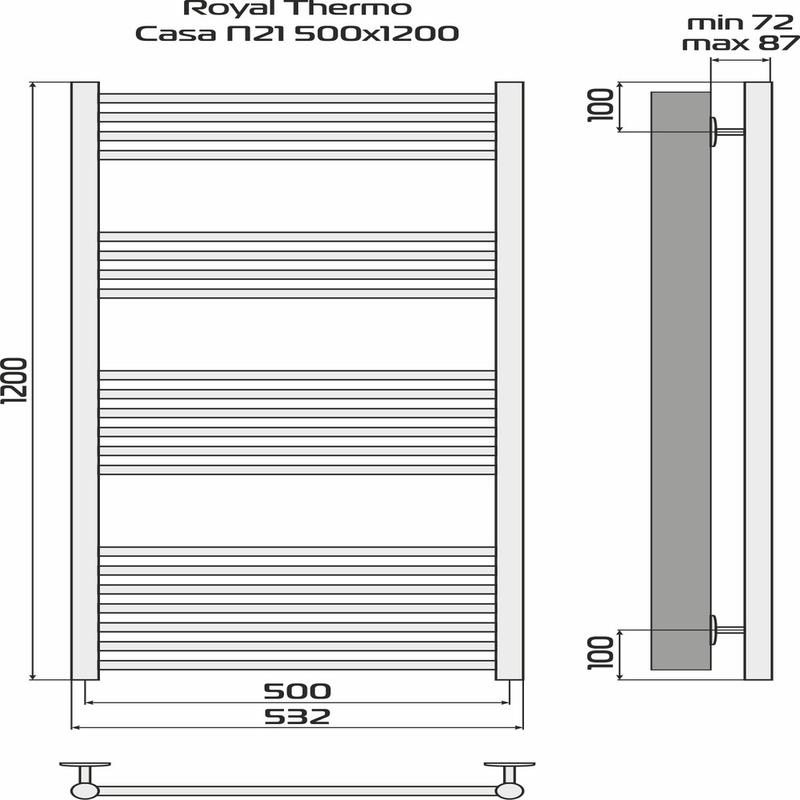  Полотенцесушитель Casa black П21 500х1200 Royal Thermo НС-1434013 фото в каталоге от BTSprom.by