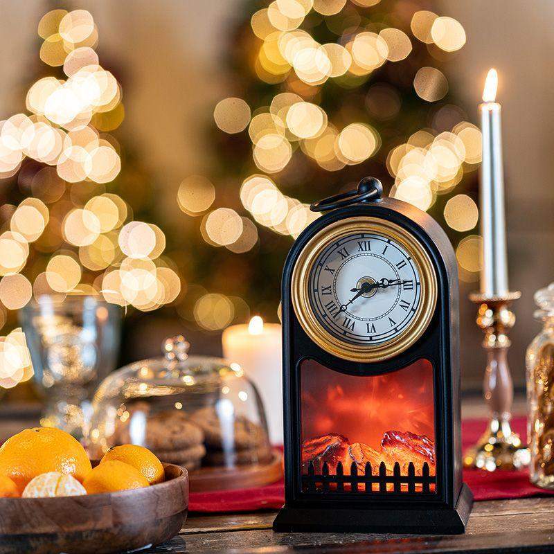  Камин светодиодный "Старинные часы" 14.7х11.7х25см эффект живого огня USB и элементы питания 2хC (не в компл.) черн. Neon-Night 511-020 фото в каталоге от BTSprom.by