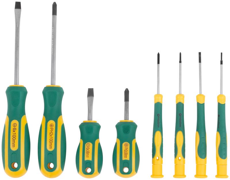  Набор отверток "Контур" CrV сталь прорезиненные ручки 4шт+Набор отверток для точных работ 4шт блистер набор 8шт FIT 56038 фото в каталоге от BTSprom.by