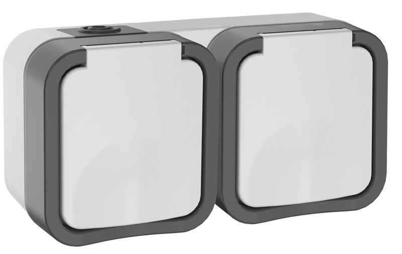 розетка 2-м оп tors 16а ip55 ts222 горизонт. с заземл. с крышкой бел. iek ts-r26-16-55-g-k41 от BTSprom.by