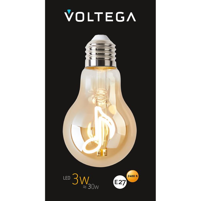 Лампа светодиодная филаментная Loft 271 A60 3Вт 2400К E27 Voltega 8582 фото в каталоге от BTSprom.by