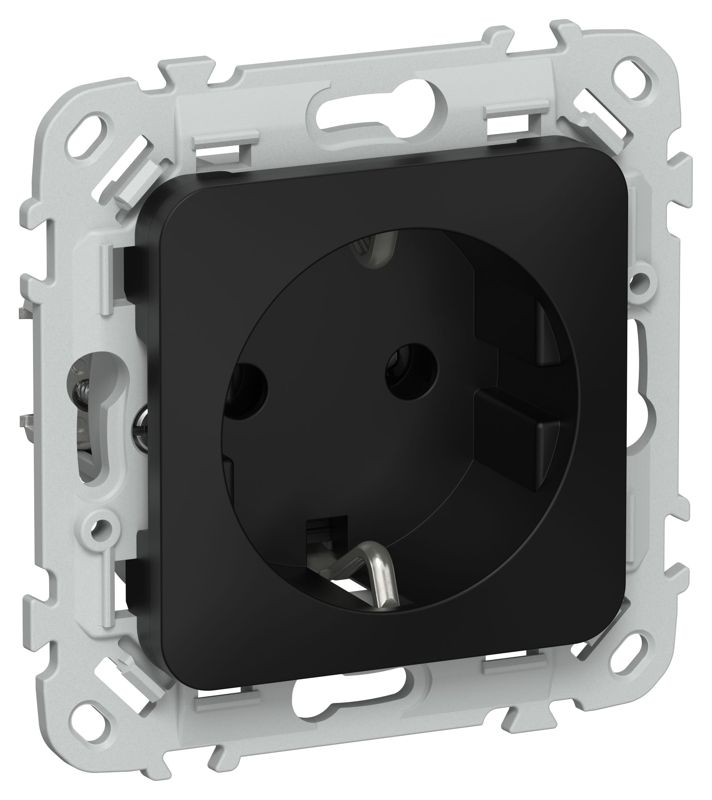 розетка сп flite рс11-0-флч 16а с заземл. без защ. шторок механизм черн. iek fi-r11-16-k02 от BTSprom.by