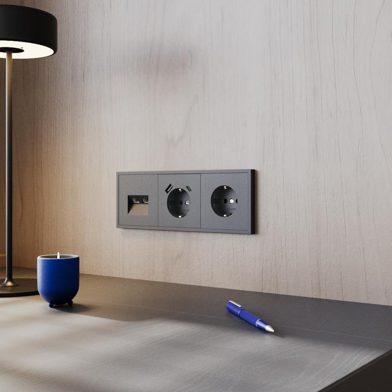  Рамка 3-м S70 пластик. графит Voltum VLS100307 фото в каталоге от BTSprom.by