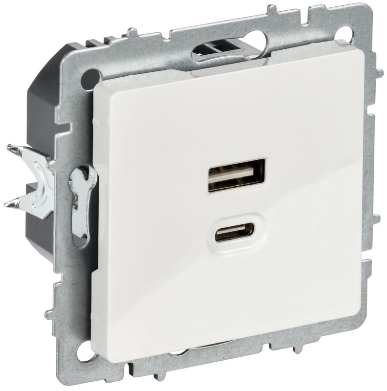 розетка сп brite рю11-2-брб usb a+c 45вт высокоскор. заряд. бел. iek br-u22-045-k01 от BTSprom.by