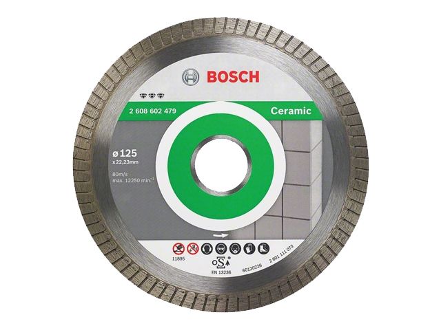 алмазный круг 125х22 мм по керамике turbo best for ceramic extra-clean bosch (сухая резка) 2608602479 от BTSprom.by