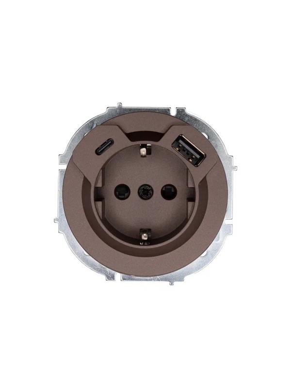розетка 1-м сп osen с заземл. tc + usb разъем механизм шоколад lezard 743-7388-181tc от BTSprom.by