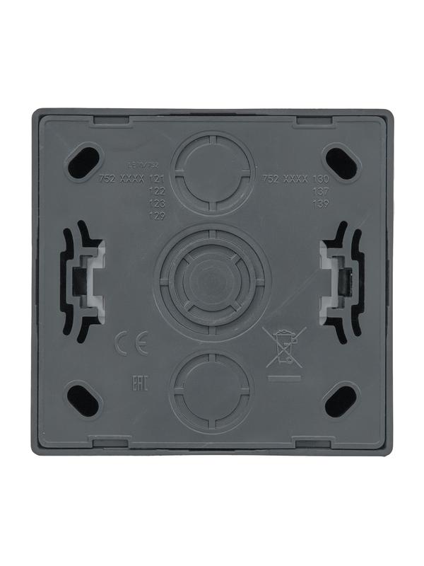  Розетка 1-м ОП LETO с заземл. с крышкой LETO ПБТ графит LEZARD 752-3400-123B фото в каталоге от BTSprom.by