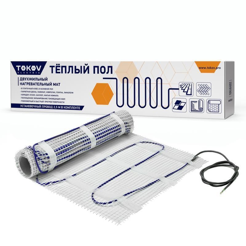 комплект "теплый пол" (мат) 150вт/кв.м 1кв.м tokov electric tke-mat150-150-1 от BTSprom.by