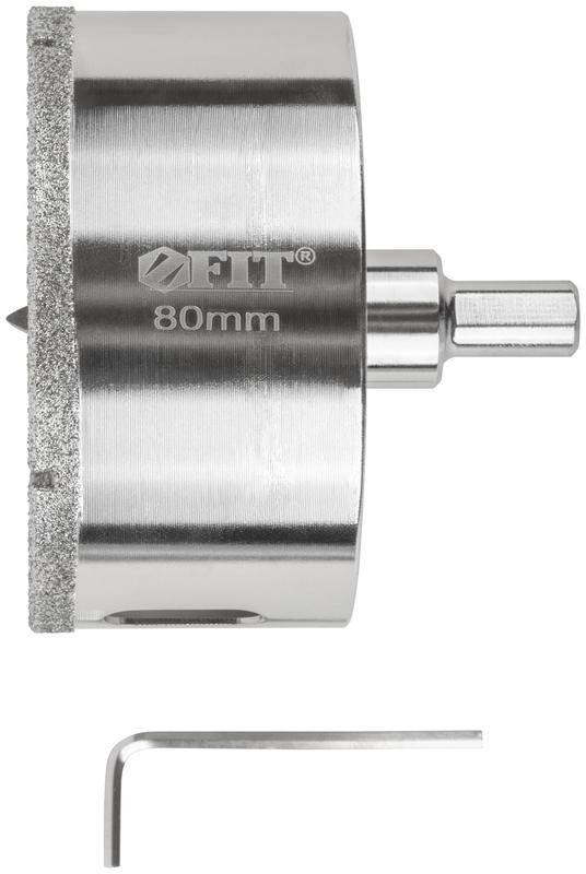 коронка кольцевая по керамограниту камню и кафелю алмазная с центровочным сверлом 80х70мм fit 16228 от BTSprom.by