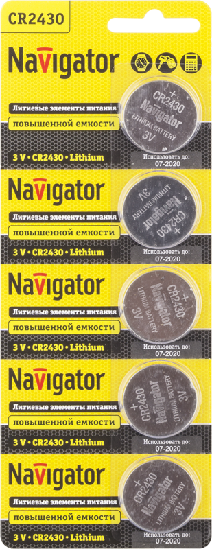 элемент питания литиевый cr2430 94 781 nbt-cr2430-bp5 (блист.5шт) navigator 94781 от BTSprom.by