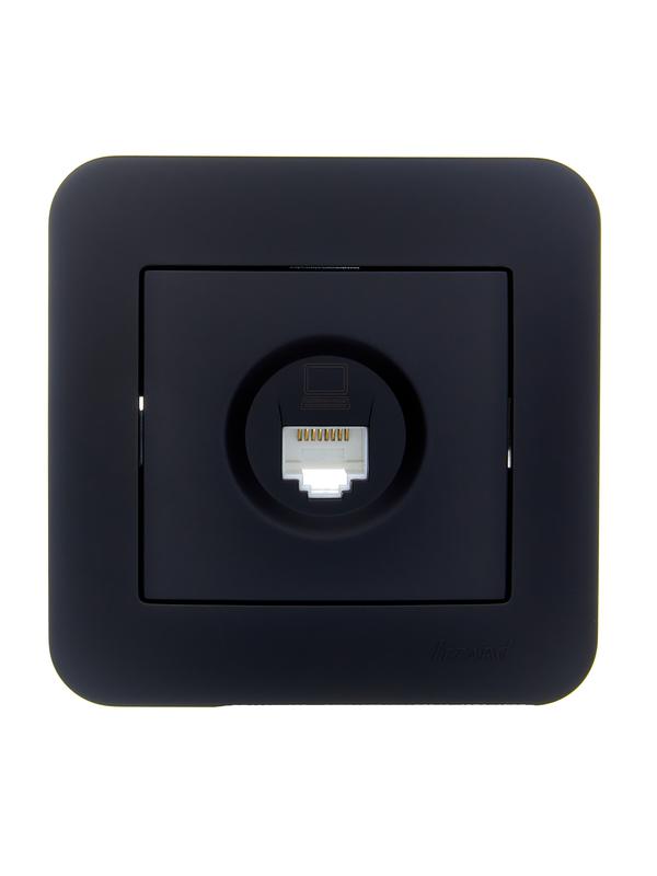 розетка компьютерная 1-м сп asti ip20 rj45 в сборе cat 5e черн. бархат lezard 7081-4242-139 от BTSprom.by