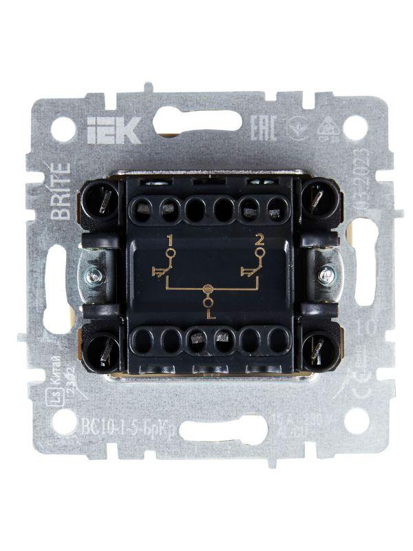  Выключатель жалюзи СП BRITE ВС10-1-5-БрКр 10А механизм беж. IEK BR-V15-0-10-K10 фото в каталоге от BTSprom.by