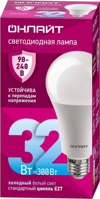 лампа светодиодная 90 410 oll-a70-32-230-6.5k-e27 (pro 90-240в) онлайт 90410 от BTSprom.by