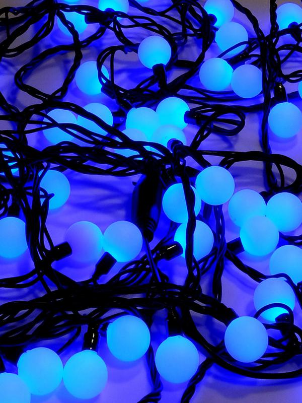 гирлянда светодиодная "шарики" 100led син. 2.4см наружняя соединяемая до 3мод. shlights 4690601004321 от BTSprom.by