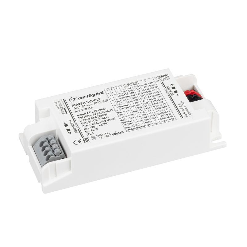 блок питания arj-sp-44-pfc-wr 44вт 3-45в 0.3-1.05а ip20 пластик arlight 048715 от BTSprom.by