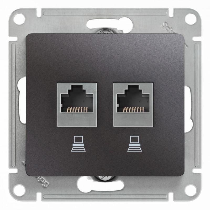 розетка компьютерная 2-м glossa rj45 кат.5e механизм графит se gsl001385kk от BTSprom.by
