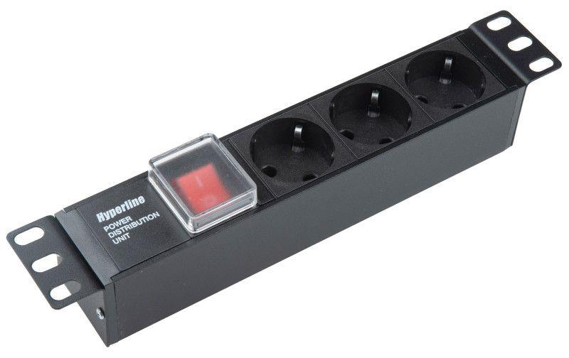 блок розеток she10-3sh-s-iec 10дюйм 250в 1u 16а 3 розетки schuko с выкл. алюм. корпус разъем iec 60320 c14 hyperline 255010 от BTSprom.by