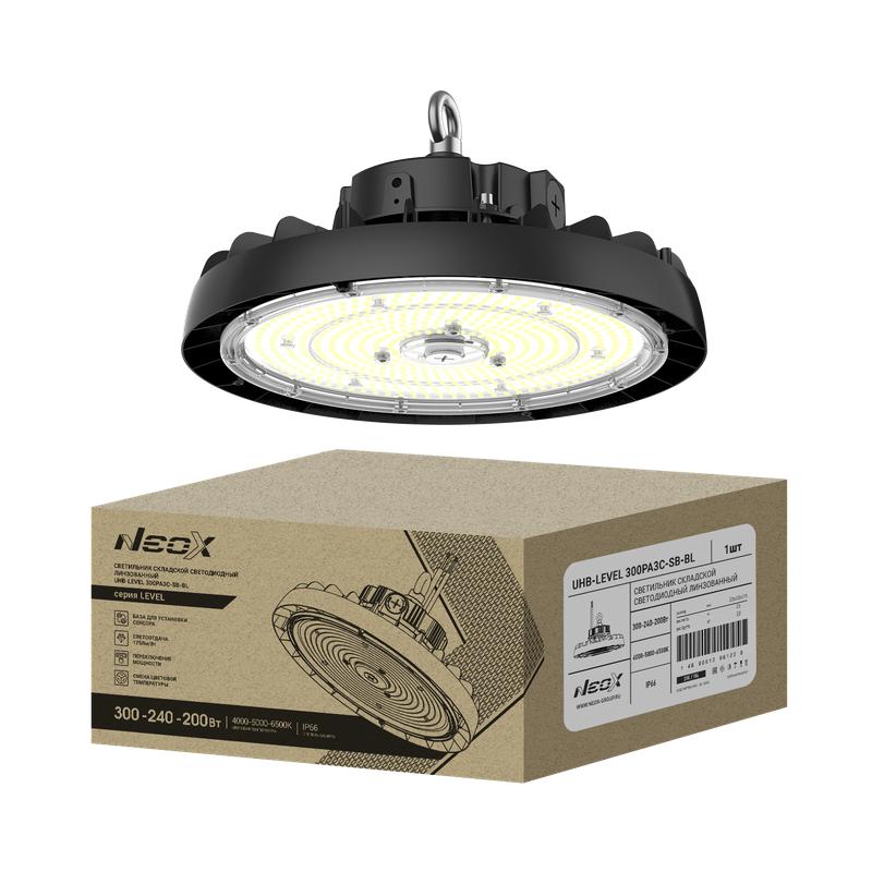 светильник светодиодный uhb-level 300pa3c-sb-bl 100-277в 300/240/200вт ip66 175лм/вт 3cct складской 5лет neox 4690612061221 от BTSprom.by