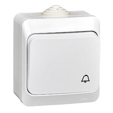  Выключатель кнопочный 1-кл. ОП Этюд 10А IP44 10AX с самовозвратом бел. SE KA10-041B фото в каталоге от BTSprom.by