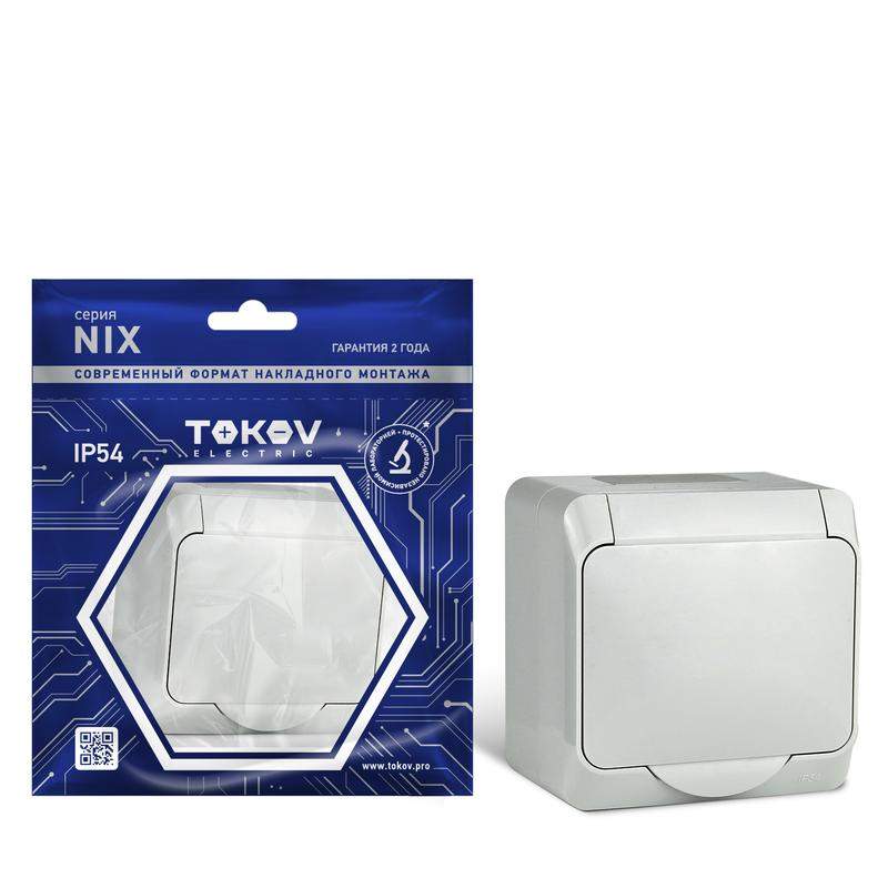 розетка 1-м оп nix 16а ip54 250в с заземл. с крышкой сер. tokov electric tke-nx-r1z-c06-ip54 от BTSprom.by