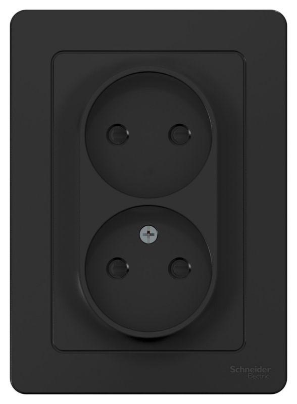  Розетка 2-м СП Blanca 16А IP20 250В без заземл. защ. шторки антрацит SE BLNRS000126 фото в каталоге от BTSprom.by