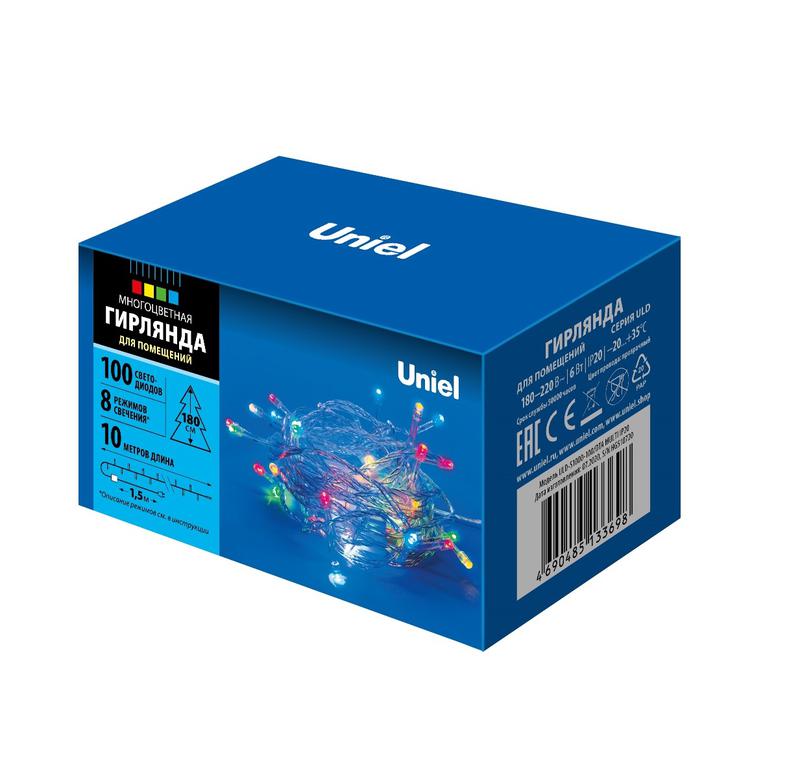 гирлянда led uld-s1000-100/dta multi ip20 10м. 100 диодов разноцвет. свет провод прозр. uniel ul-00007199 от BTSprom.by