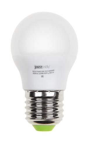 лампа светодиодная pled-eco 5вт g45 шар матовая 3000к тепл. бел. e27 400лм 230в 50гц jazzway 1036957a от BTSprom.by