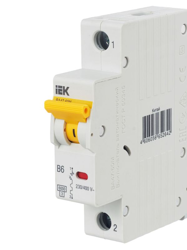  Выключатель автоматический модульный 1п B 6А 6кА ВА47-60M KARAT IEK MVA31-1-006-B фото в каталоге от BTSprom.by