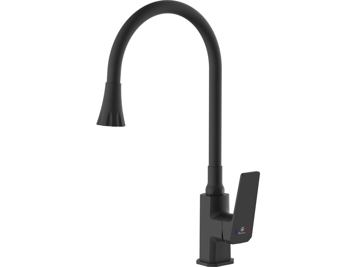 смеситель для кухни (lt) d35, серия win (black) av engineering (j-излив, длина 225 мм, высота 333 мм, поворотный) avwin4-bl165-141 от BTSprom.by