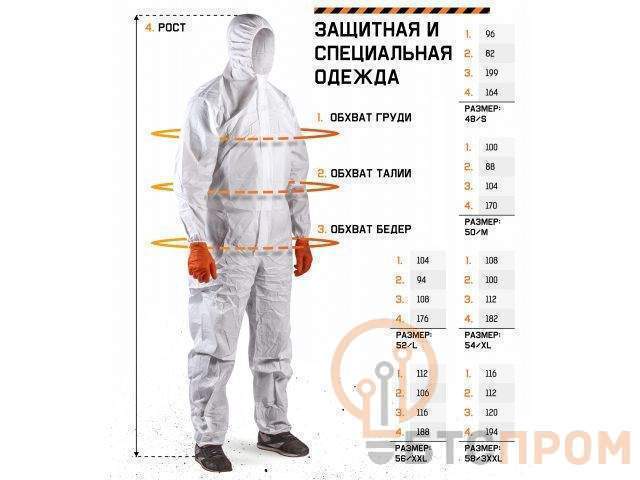  Защитный комбинезон JPC65 (р-р XXL), Jeta Safety (JPC-65 - материал MР, плотность 65 г/м2. На спине - вставка из &lt;дышащего&gt; материала) фото в каталоге от BTSprom.by