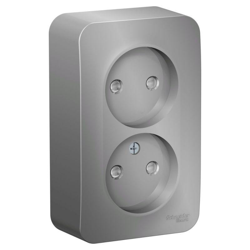 розетка 2-м оп blanca 16а ip20 250в без заземл. защ. шторки с изолир. пластиной алюм. se blnra001213 от BTSprom.by