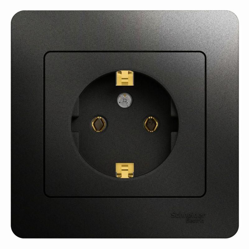 розетка 1-м сп 1мод. glossa 16а ip20 с заземл. в сборе антрацит se gsl000742 от BTSprom.by