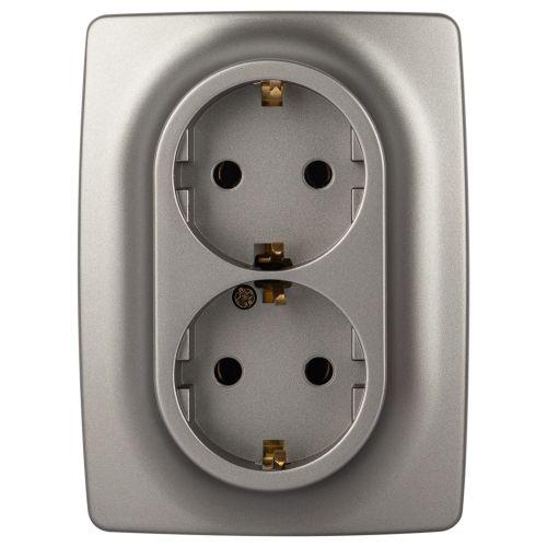 розетка 2-м сп эра12 12-2106-16 16а 250в 2x2p+e schuko титан эра б0065706 от BTSprom.by