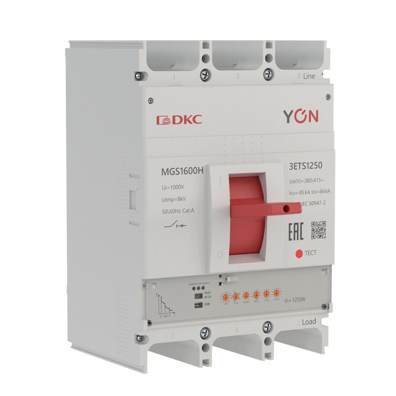 выключатель автоматический 3п 500-1250а 85ка mgs1600h с электронным расцепителем ets в литом корпусе yon mgs1600h-3ets1250 от BTSprom.by