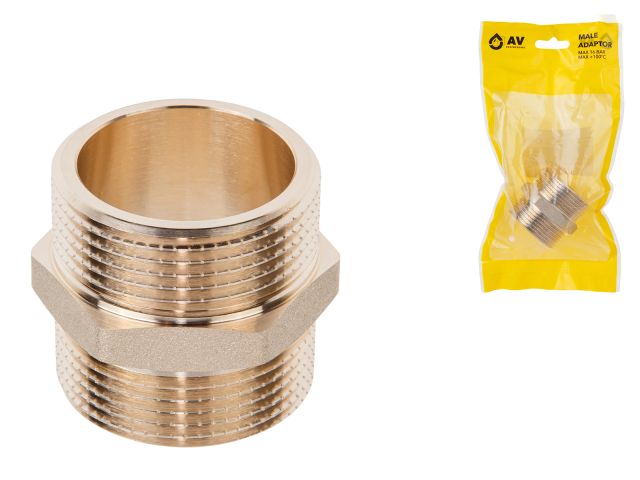 ниппель 1 1/4" нар.-нар., av engineering (инд. упак.) (латунь, макс.  16 бар, макс.  110 °с) ave303014 от BTSprom.by
