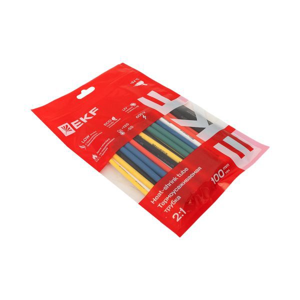  Набор трубок термоусадочных ТУТ 3/1.5; 4/2; 5/2.5; 6/3; 8/4 (6 цветов по 5шт 100мм) PROxima EKF tut-n-3-r фото в каталоге от BTSprom.by