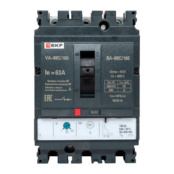  Выключатель автоматический 3п 160/63А 36кА ВА-99C Compact NS PROxima EKF mccb99C-160-63 фото в каталоге от BTSprom.by