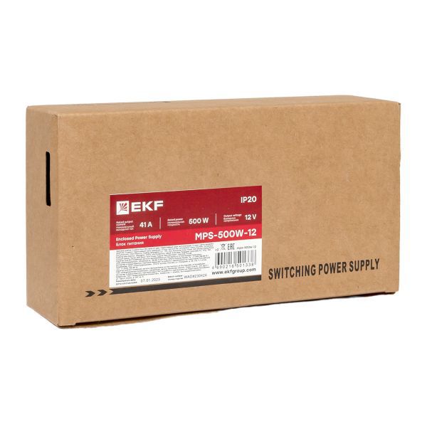  Блок питания на монтажную панель 500Вт Uвх 220В AC m Uвых 12В DC постоянного тока EKF MPS-500W-12 фото в каталоге от BTSprom.by