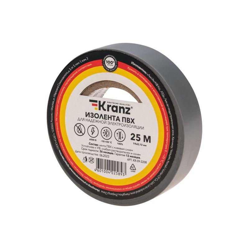 изолента пвх 0.13х19мм 25м сер. kranz kr-09-2208 от BTSprom.by
