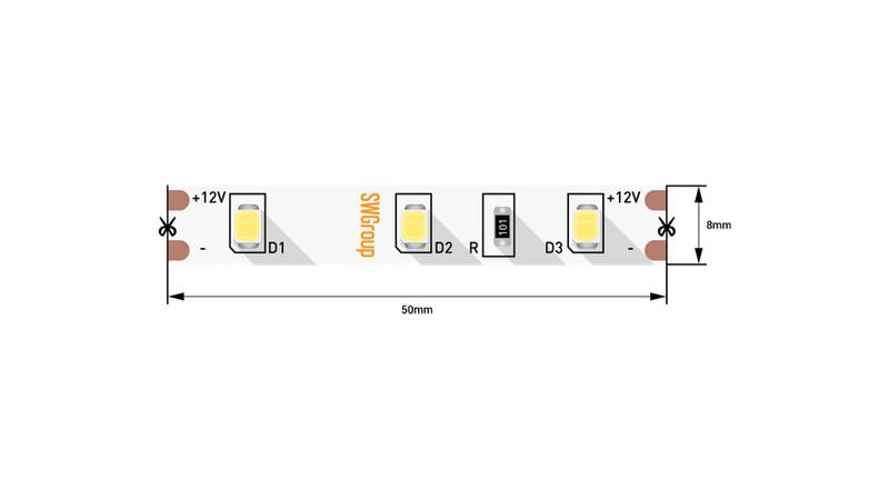 лента светодиодная стандарт 2835 60led/м 4.8вт/м холод. бел. 12в ip20 со скотчем 3м (уп.5м) swg standard 00-00007261 от BTSprom.by