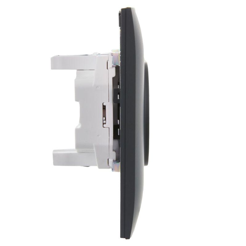  Розетка 2-м SKANDY 10А без заземл. без защ. шторок в сборе SK-R10G графит IEK SK-R20-10-K53-F фото в каталоге от BTSprom.by