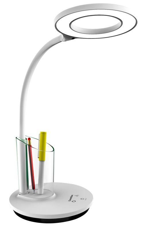 светильник настольный kd-826 c01 led 8вт 230в 480лм сенсор. rgb-подсв. рег. ярк/цветов. темп. пенал бел. camelion 14145 от BTSprom.by
